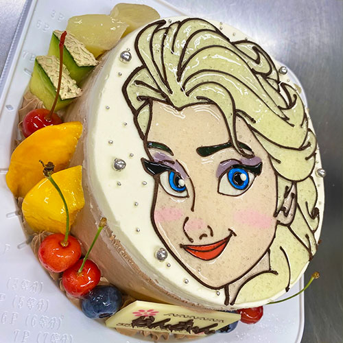 冨永松栄堂パティスリー　イラストデコ　チョコクリーム　斜め横